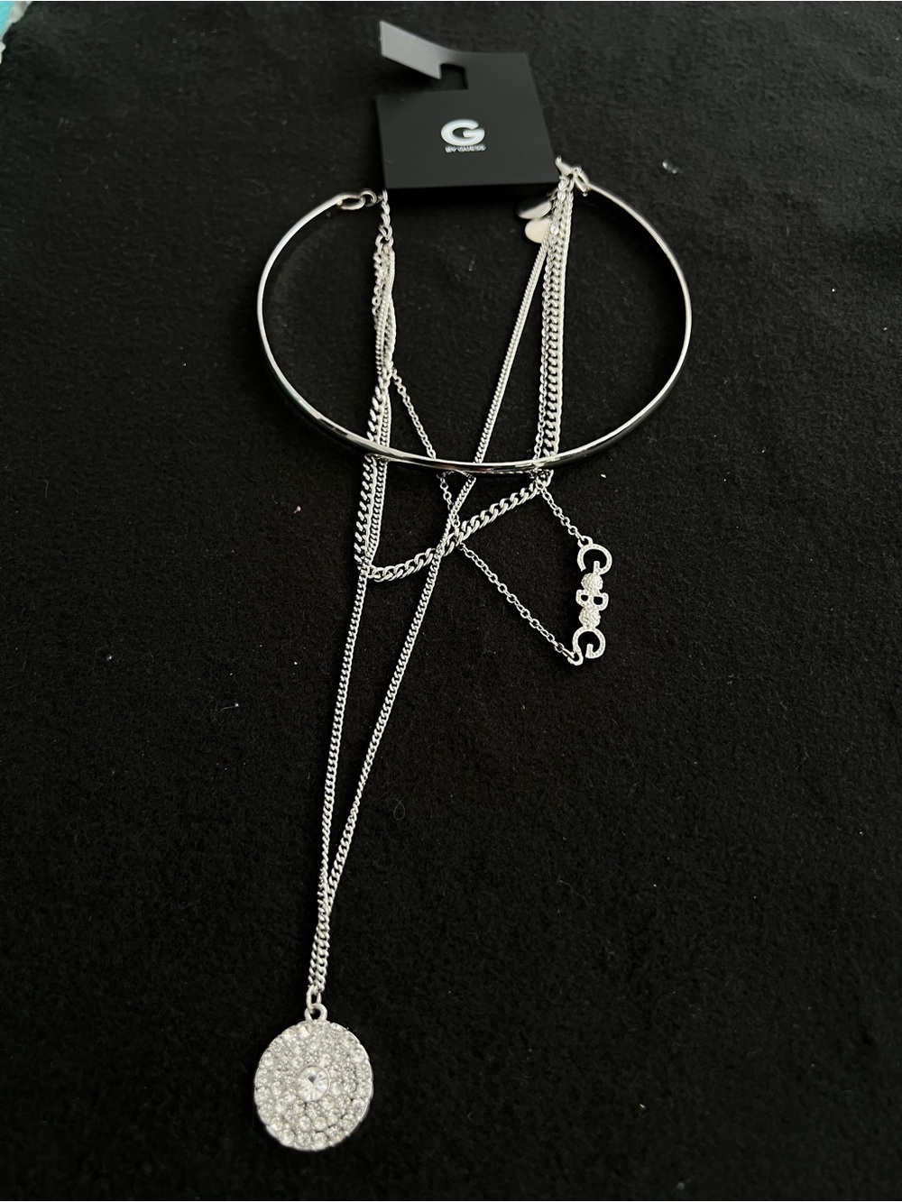 GUESS New Silver 4-Layer Necklace – Chic & Elegant ✨